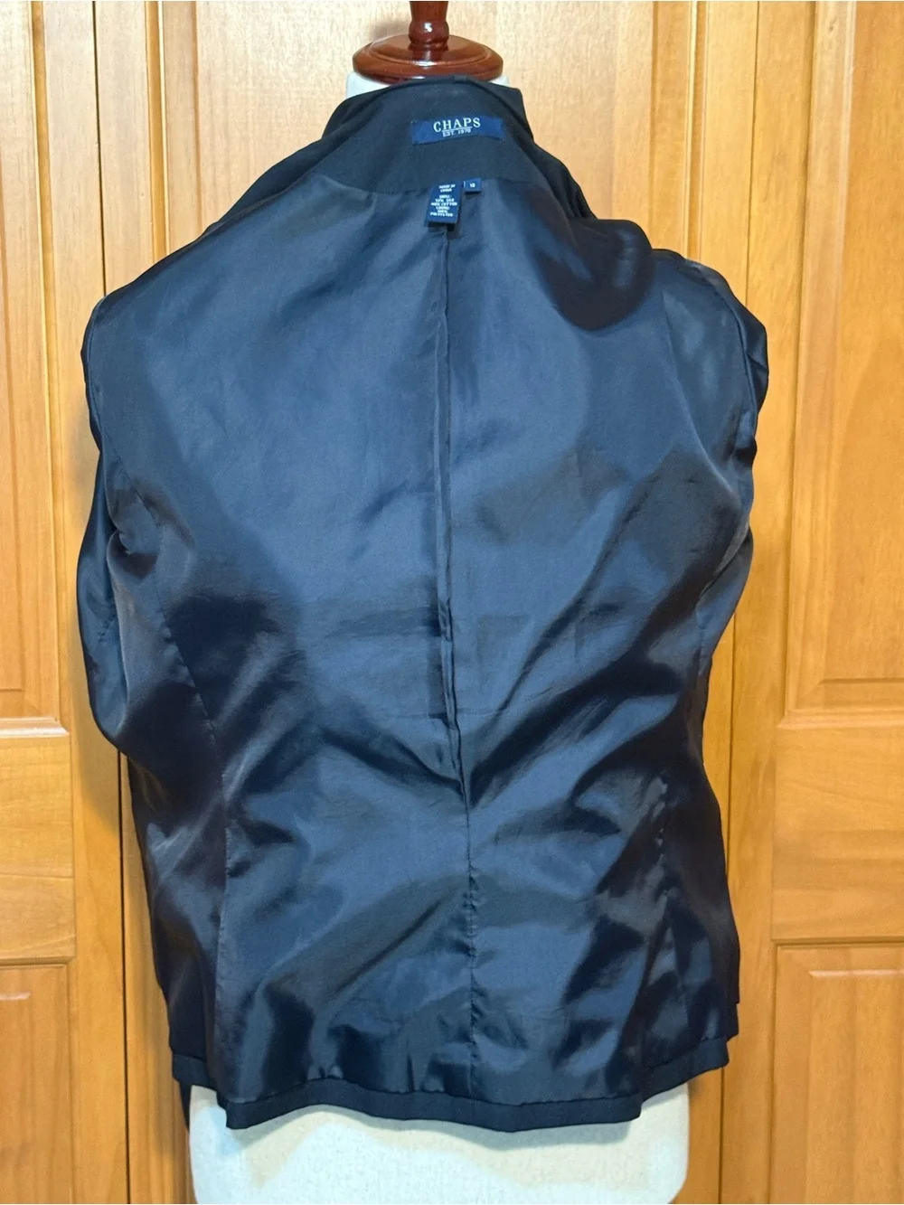 Vintage Ralph Lauren Chaps Silk Cotton Navy Ruffle-Trim Single-Button Jacket